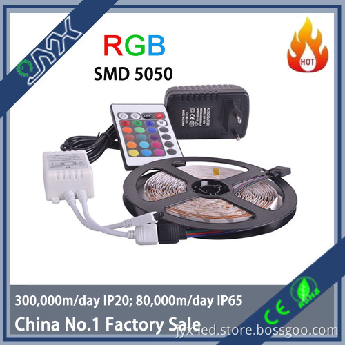 waterproof rgb led strip kit with DC12v power adapter and remote controller